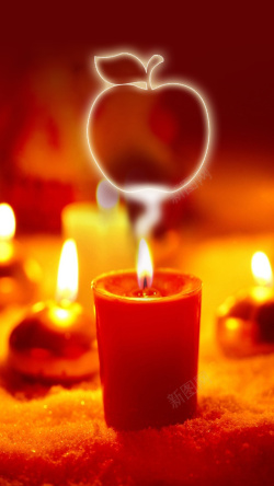 苹果蜡烛蜡烛圣诞夜H5海报背景高清图片