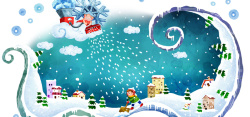 卡通人物玩偶冬季手绘背景高清图片
