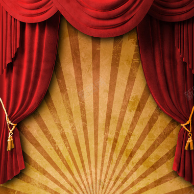 红色幕布黄色纹理舞台主图背景背景