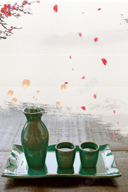 中国传统酿造中国风复古水墨白酒高清图片