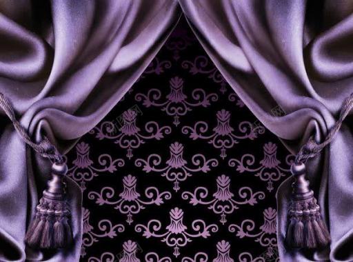 紫色窗帘花纹背景背景