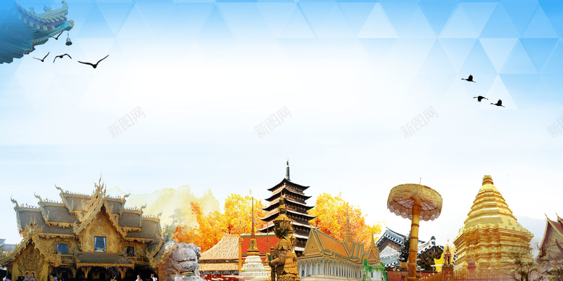 简约泰国旅游海报jpg设计背景_新图网 https://ixintu.com 旅游 泰国 清真寺庙 清迈 激情 狂欢 飞翔小鸟
