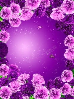 花卉光芒背景图片母亲节紫色花卉海报背景高清图片