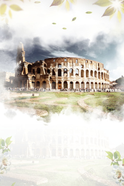罗马油画罗马印象罗马旅游海报背景高清图片