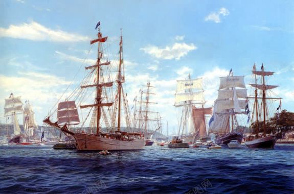 海上复古帆船队海报背景背景