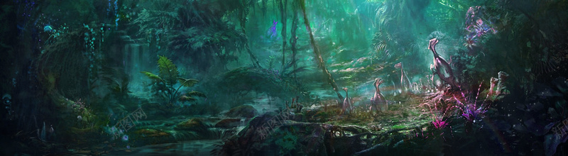 科幻魔幻树林背景背景
