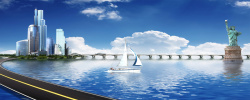 海景房风景跨海大桥背景图淘宝网站背景高清图片