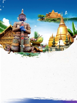 卧佛寺泰国旅游宣传海报背景模板高清图片