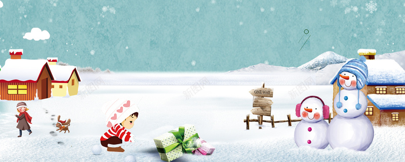 圣诞节堆雪人卡通蓝色bannerpsd设计背景_新图网 https://ixintu.com 元旦 元旦快乐 双蛋狂欢 圣 圣诞元素 圣诞快乐 圣诞树 圣诞海报 圣诞狂欢 圣诞老人 圣诞节 新年