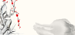 红白牡丹工笔画中国水墨画古风中国红海报背景高清图片