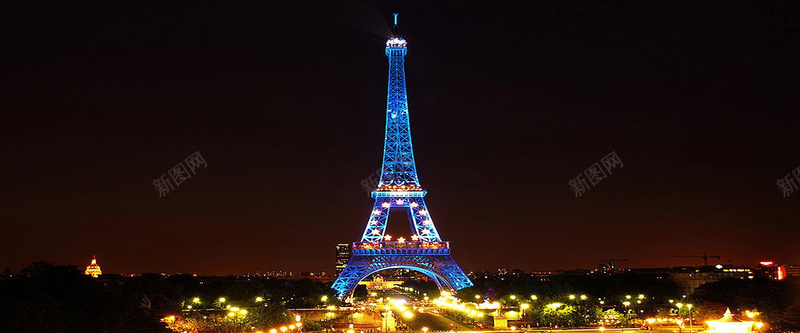 巴黎埃菲尔塔夜景旅游海报背景图背景