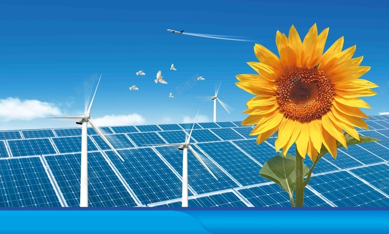 绿色能源环保海报背景模板psd设计背景_新图网 https://ixintu.com 低碳生活 公益 向日葵 太阳能电池板 海报 环保 简约 绿色能源 背景