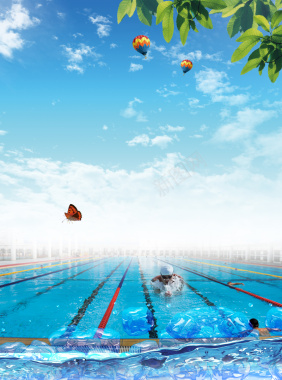 游泳馆盛大开业海报背景背景