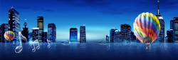 年中大促摄影图简约蓝色都市夜景海报背景高清图片