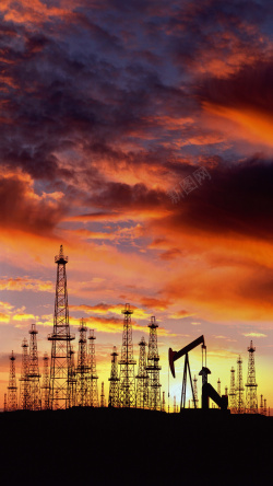 石油摄影黄昏风景摄影H5背景高清图片