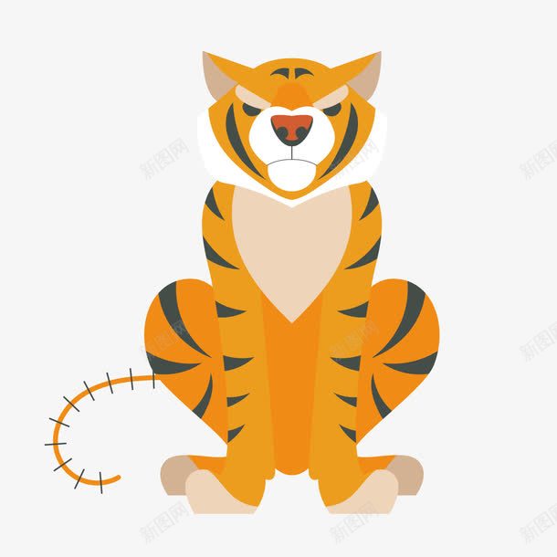 一只老虎png免抠素材_新图网 https://ixintu.com 动物 坐着的老虎 食肉动物 黄色条纹