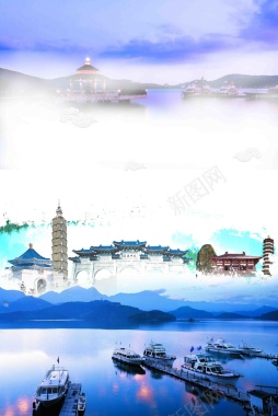 中国台湾旅游海报背景模板背景