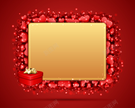 红色浪漫爱心情人节礼物海报背景矢量图背景