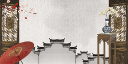 温暖小镇中国风古典建筑文化宣传海报背景高清图片