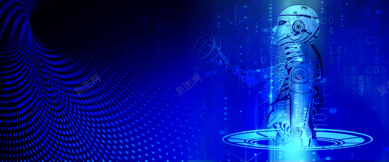 人工智能蓝色机器人banner海报psd设计背景_新图网 https://ixintu.com 人工智能 只能 大数据 未来科技 机器人 科技 科技互联 蓝色