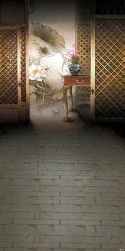 海报长方形中式古典中式家居地产海报背景模板高清图片