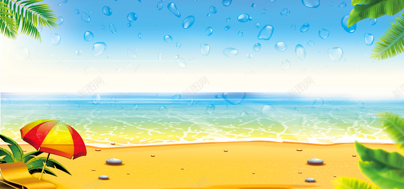 蓝天夏季促销海滩背景背景
