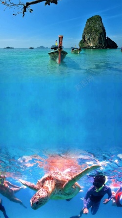 海岛旅游普吉岛浮潜旅游背景高清图片