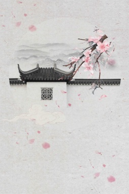 中国风徽派建筑海报背景模板背景