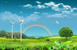 风力发电机免费下载节能环保海报背景高清图片