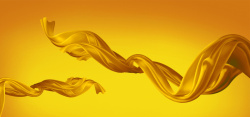 黄色丝绸金色丝带背景高清图片