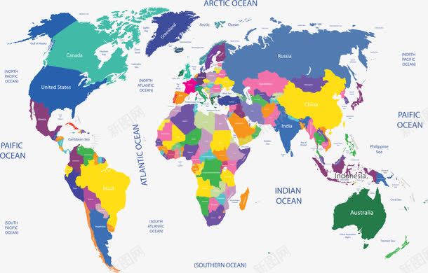 彩色世界地图png免抠素材_新图网 https://ixintu.com 世界地图 五彩 商务 地图 绚烂