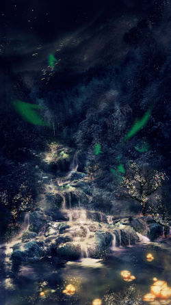 矢量远山森林中国古风森林海报背景高清图片