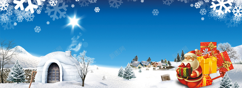 圣诞结冬季冰雪圣诞banner作品摄影图片