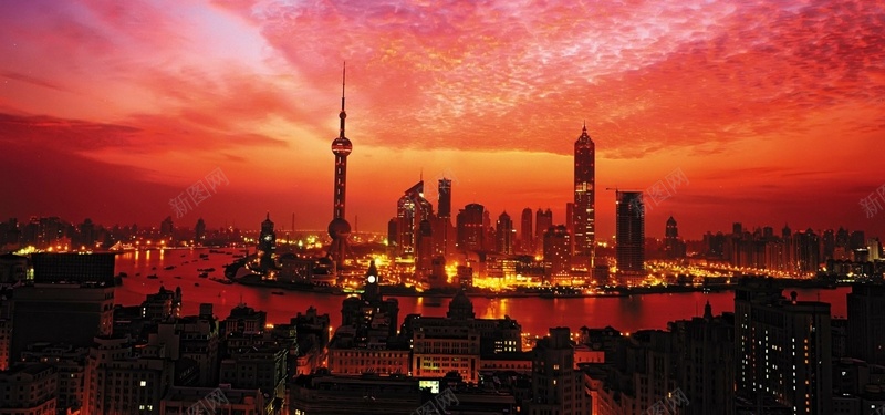 上海夜景背景jpg_新图网 https://ixintu.com 上海 城市夜景 城市建筑 摄影 景色 月色城市 海报banner 风景 黄昏美景