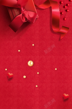 甜蜜冰棍红色质感白色情人节礼盒丝带背景高清图片