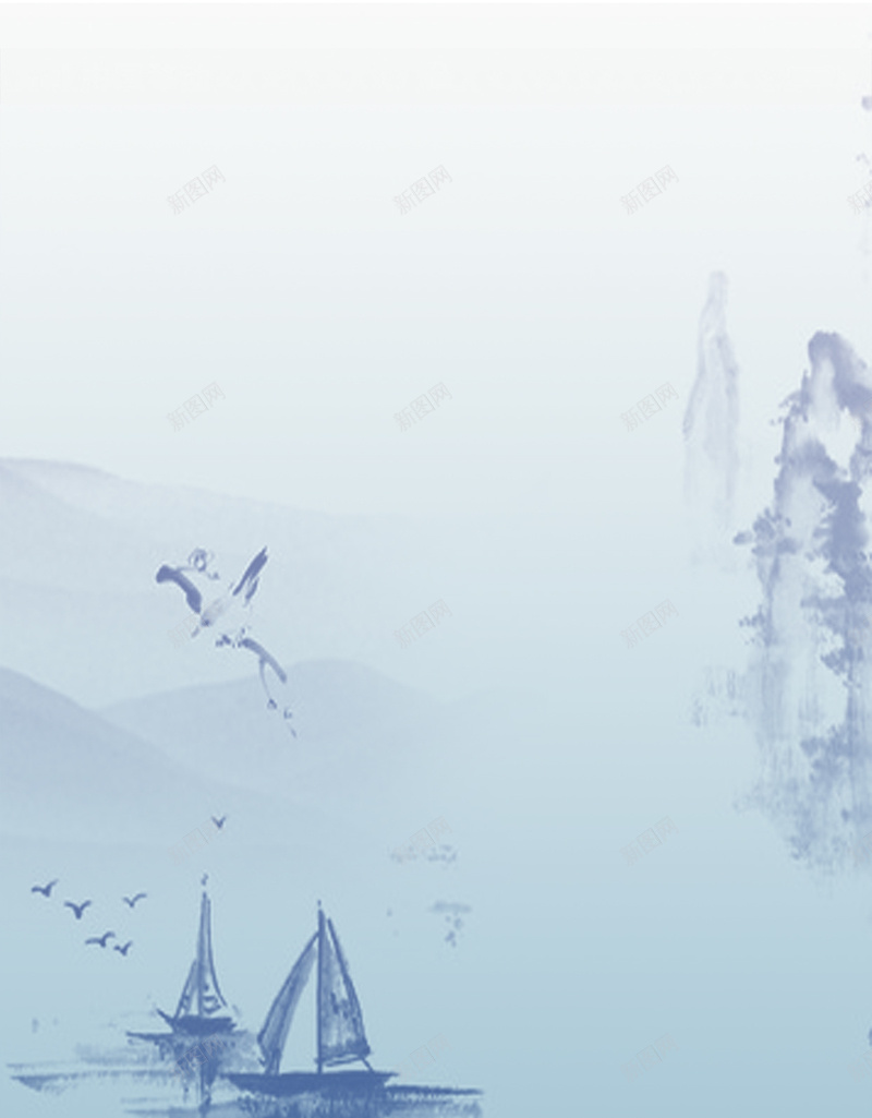 水墨画山水APP背景psd设计背景_新图网 https://ixintu.com H5 H5背景 h5 中国风 山水 帆船 手机APP界面背景 水墨画