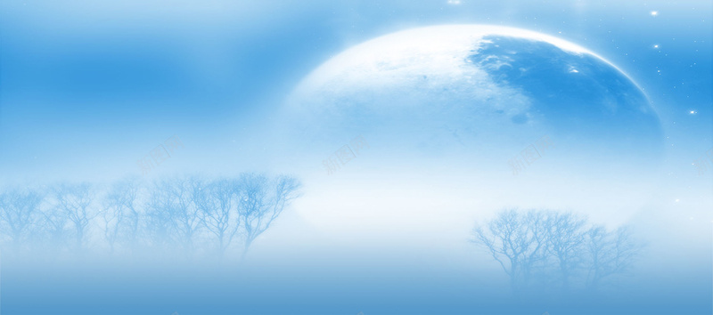 蓝色星球大树背景psd_新图网 https://ixintu.com 大树 摄影 星球 海报banner 蓝色 风景
