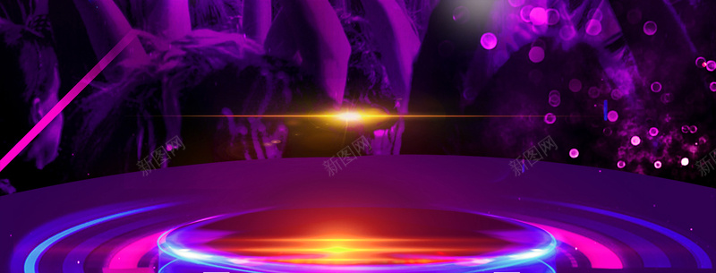 新年电商盛典舞台狂欢紫色banner背景