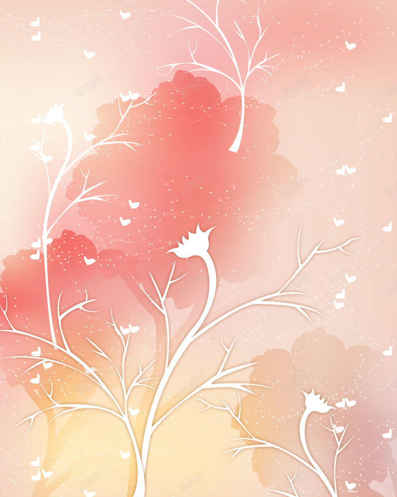 树枝上的鲜艳花朵创意psd设计背景_新图网 https://ixintu.com PSD分层素材 唯美 图案 底纹 树枝 粉红色 背景 花卉 花朵 花枝 鲜花