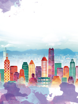 中国之行炫彩时尚剪影香港游旅游海报背景高清图片