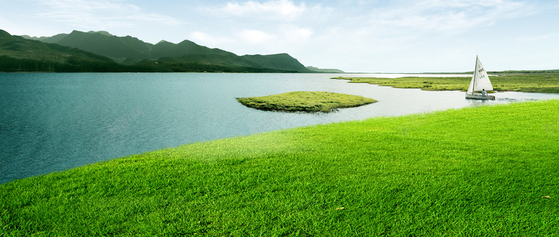 风景背景psd_新图网 https://ixintu.com 企业 帆船 摄影 海报banner 环保 绿色 草原 风景