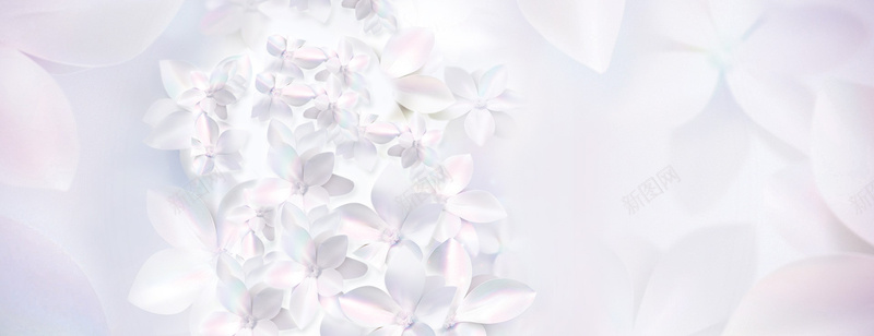 美妆梦幻白色花亮晶晶白色背景背景