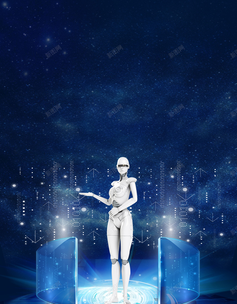 人工智能蓝色科技感企业发布会机器人海报psd设计背景_新图网 https://ixintu.com 人工智能 企业发布会 企业宣传 光感 商务 大气 机器人 海报背景 科技感 蓝色 黑科技