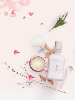 美肤产品粉色清新沐浴乳广告宣传海报背景高清图片