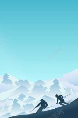 滑雪运动简约清新冬奥会海报背景背景