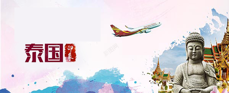 泰国旅游广告背景psd_新图网 https://ixintu.com 佛像 广告 摄影 旅游 泰国 背景 风景 飞机