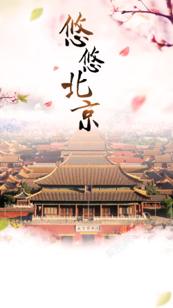 花瓣透明北京北京故宫风景旅游H5背景高清图片