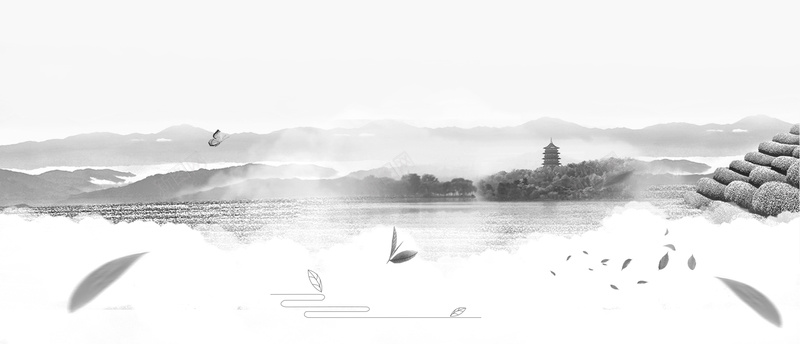 夏季西湖龙井茶叶中国风背景背景