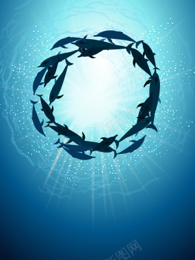 蓝色海洋鱼群世界海洋日背景背景