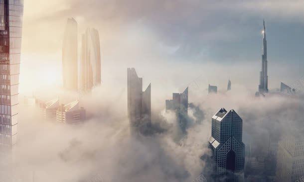 城市云雾缭绕背景
